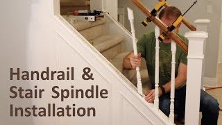 How to Install Handrail and Stair Spindles Staircase Renovation Ep 4  Finish Carpentry [upl. by Silden]