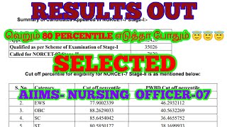 RESULTS Put CHECK UR RESULT NURSING OFFICER AIIMS NORCET 07 [upl. by Falda]