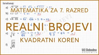 Kvadratni koren  Zadatak 4  Matematika za 7 razred [upl. by Rramal]