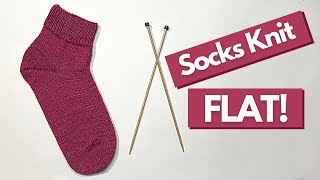 Socks Knit Flat  StepByStep Knitting Tutorial  Knitting House Square [upl. by Averi37]