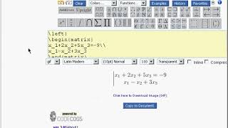 System of equations in Latex with CodeCogs Equation Editor [upl. by Palumbo362]