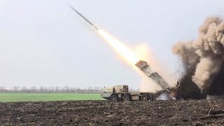 Russia Launches Flurry Of Missiles At Ukrainian Airfield With BM30 Smerch Rocket Launcher [upl. by Ahsekat880]