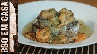 RECEITA DE FILET MIGNON COM CAMARÃO AO MOLHO DE QUEIJO beef tenderloin with shrimp [upl. by Heinrik823]