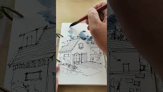 Old building watercolor painting art watercolor painting sketch drawing illustration artist [upl. by Attelrahs]