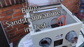 BilligSandstrahlkabine 90 l im Test  selbst sandstrahlen  günstig kaufen anstatt selber bauen [upl. by Ybanrab634]