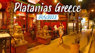 Platanias Crete Nightlife Walking Tour 4K UHD Kreta 2022 [upl. by Artied]