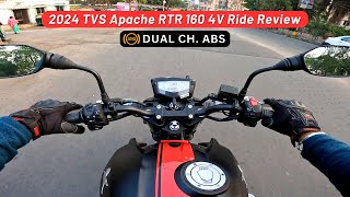 2024 TVS Apache RTR 160 4V Dual Ch ABS Ride Review  Is It Better Than Pulsar N160 [upl. by Rachael]