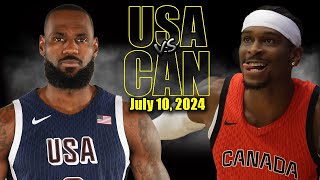 Team USA vs Canada Full Game Highlights  2024 Olympics  July 10 2024 [upl. by Unam]