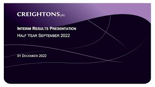 Creightons CRL Interim results presentation  December 2022 [upl. by Korfonta]