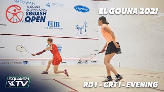 Live Squash El Gouna 2021  Rd 1  Court 1  Evening [upl. by Anerbas]