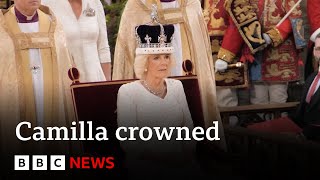 Moment Queen Camilla is crowned at Coronation ceremony in Westminster Abbey  BBC News [upl. by Alduino293]