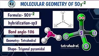 molecular geometry of so32 sulphite ion l so32 geometry and shapebond anglehybridization l [upl. by Madella10]