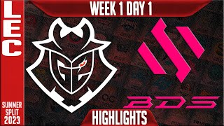 G2 vs BDS Highlights  LEC Summer 2023 W1D1  G2 Esports vs Team BDS [upl. by Yebot]