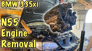 BMW N55 Engine Removal  BMW 335i E92 Rebuild Project [upl. by Avla]