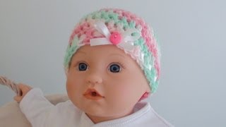 Crochet Baby Beanie  Newborn to 12 Months Old Sizes [upl. by Sinnaiy]