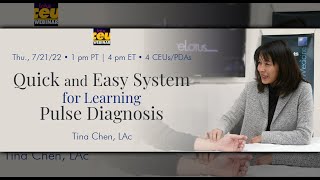 Quick amp Easy System for Pulse Diagnosis with Tina Chen  Acupuncture CEU Courses [upl. by Hagar957]