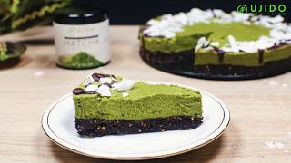 Vegan Matcha Vanilla Cheesecake with Raw Chocolate Cookie Crust [upl. by Fey]