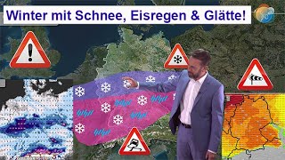 Winter mit Schnee Eisregen Sturm amp Glätte Luftmassengrenze kommt Wettervorhersage 1621012024 [upl. by Ailimaj34]