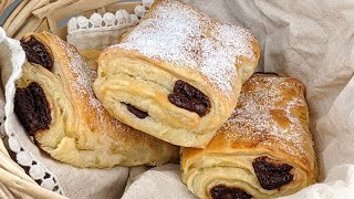 Pâte feuilletée  petitdéjeuner rapide  Pains au chocolat ♥ Pour faire croustiller votre famille [upl. by Nyrual285]