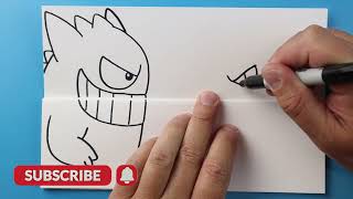 How to Draw Gengar vs Nidorino Folding Surprise [upl. by Yddub144]