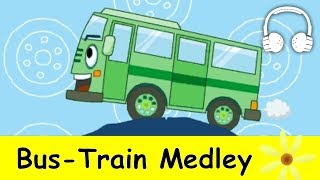 Wheels on the Bus amp Bus Train Medley  Nursery Rhymes Collection [upl. by Yelsgnik354]