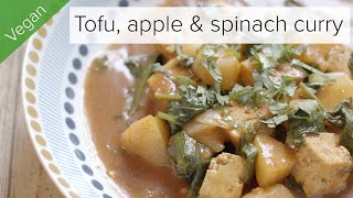 Tofu apple amp spinach curry 🍛 Vegan recipe [upl. by Cohleen]