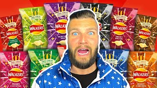 Americans Try EVERY Walkers British Crisps Flavor [upl. by Minetta]