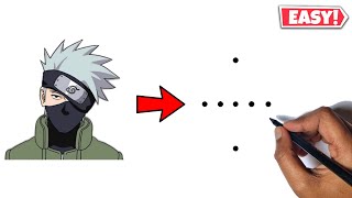 Kakashi Hatake Drawing Easy  How To Draw Kakashi Hatake Face From Dots  Anime Drawing [upl. by Drarej576]