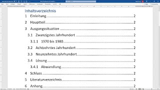 Word Inhaltsverzeichnis erstellen in 1 Minute  Tutorial automatisch Nummerierung Seitenzahlen [upl. by Llevron]