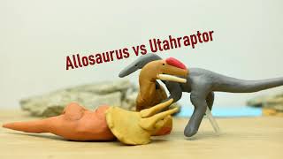 Allosaurus vs Utahraptor  clay dinosaur fight [upl. by Lerrehs]