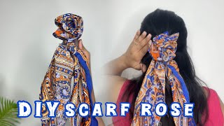 EASY DIY SCARF HAIRSTYLE  ROSE HAIRSTYLE  SIMPLE EVERYDAY HAIRSTYLES  HAIR HACKS  ACCESSORIES [upl. by Dinsdale117]