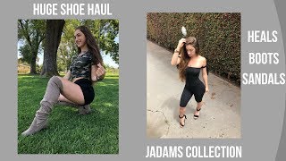 HUGE SHOE HAUL JADAMS COLLECTION HEELS BOOTS SANDALS  GIVEAWAY [upl. by Eiveneg]