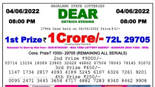 Lottery Sambad Night Result 8pm 04062022  Dear Lottery  Nagaland State Lottery  Lotari Song Bad [upl. by Kenzie]