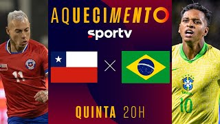 CHILE X BRASIL  AQUECIMENTO  COM IMAGENS  ELIMINATÓRIAS DA COPA 2026  live  sportv [upl. by Ecined902]