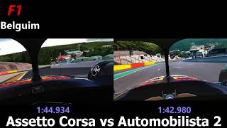 Assetto Corsa vs Automobilista 2  F1 2022  Spa Francorchamps  Pole Prediction Comparison  Audio [upl. by Ybhsa]