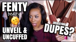 DRUGSTORE DUPES TO FENTY BEAUTY UNVEIL amp UNCUFFED STUNNA LIP PAINTS  Andrea Renee [upl. by Ettegirb324]