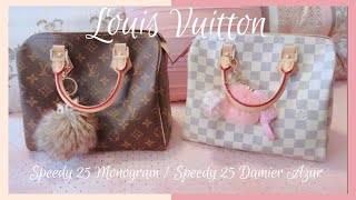 LOUIS VUITTON SPEEDY COMPARISON  Speedy 25 Monogram VS Speedy 25 Azur ☆ [upl. by Sacrod128]