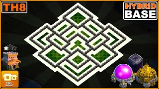 NEW TH8 Hybrid Base 2024 COPY LINK  COC Town Hall 8 Trophy Base [upl. by Enaid]