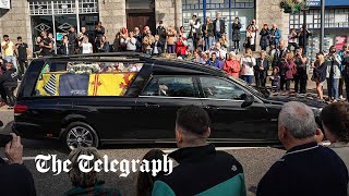 The late Queens coffin leaves Balmoral Castle beginning sixhour journey to Edinburgh [upl. by Ayamahs]