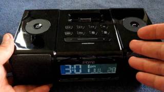 Review iHome IP9 Alarm Clock Radio  Universal Dock iPhone amp iPod [upl. by Aratak]