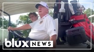 Trump on Golf Cart Leak Kamala Harris is Pathetic  bluxnews [upl. by Carthy514]