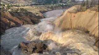 Flying Through Burst Chilcotin River Landslide [upl. by Anilatak]