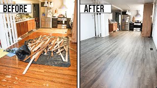 How To Install Vinyl Plank Flooring In A Kitchen And Living Room As A Beginner  Home Renovation [upl. by Eanram486]