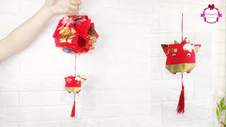 Cara membuat lampion dan sapi dari angpao🎀 How to make Chinese lantern 2 🎀 红包灯笼 [upl. by Llerrem783]