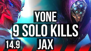 YONE vs JAX TOP  9 solo kills Legendary 600 games 1645  EUW Master  149 [upl. by Alane]