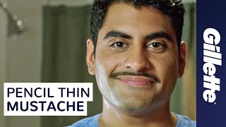 Mustache Styles How to Shave a Pencil Thin Mustache  Gillette [upl. by Schwartz414]