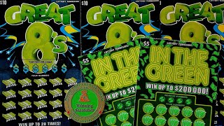 📢NEW GREAT 8S AND IN THE GREEN TN LOTTERY SCRATCH OFF TICKETS💰WOOO🍀GOOD VIBES AND GOOD TIMES😁 [upl. by Devora]