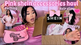 PINK SHEIN COQUETTE ACCESSORIES HAUL  40 items juicy couture purses clothing nails amp jewelry [upl. by Adnohryt]