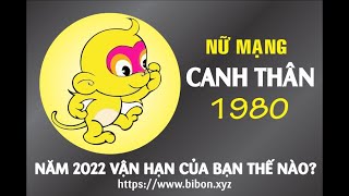 XEM TỬ VI TUỔI CANH THÂN 1980 NỮ MẠNG NĂM 2022 Nhâm Dần [upl. by Havard218]