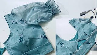 Organza Fabric Blouse Sleeves Design Cutting amp Stitching  Designer Sleeves Design  Baju Ki Design [upl. by Lohcin]